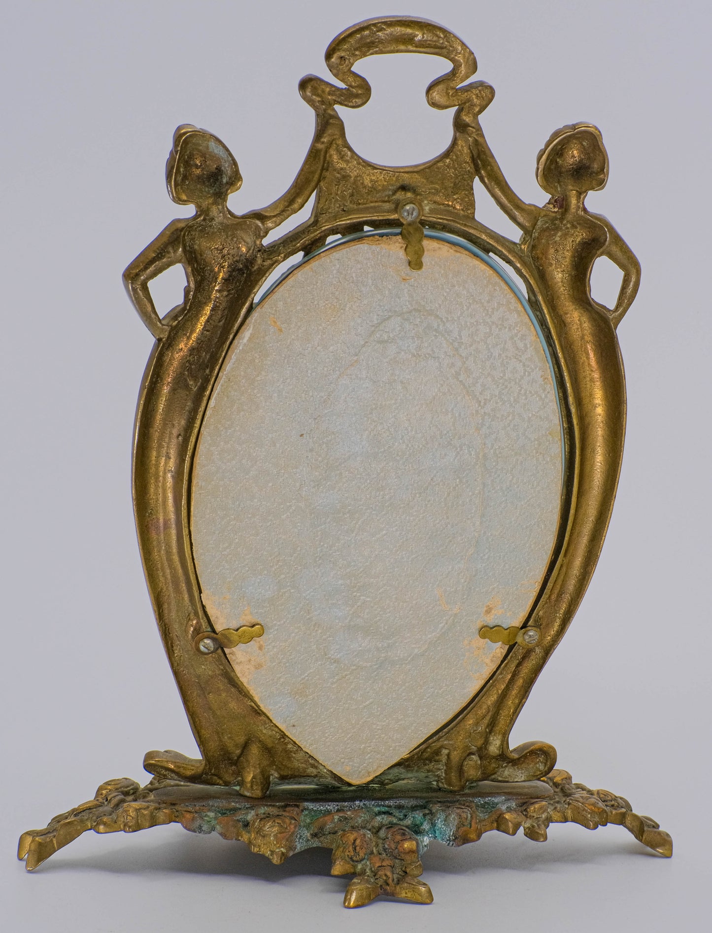Art Nouveau brass table mirror photo frame