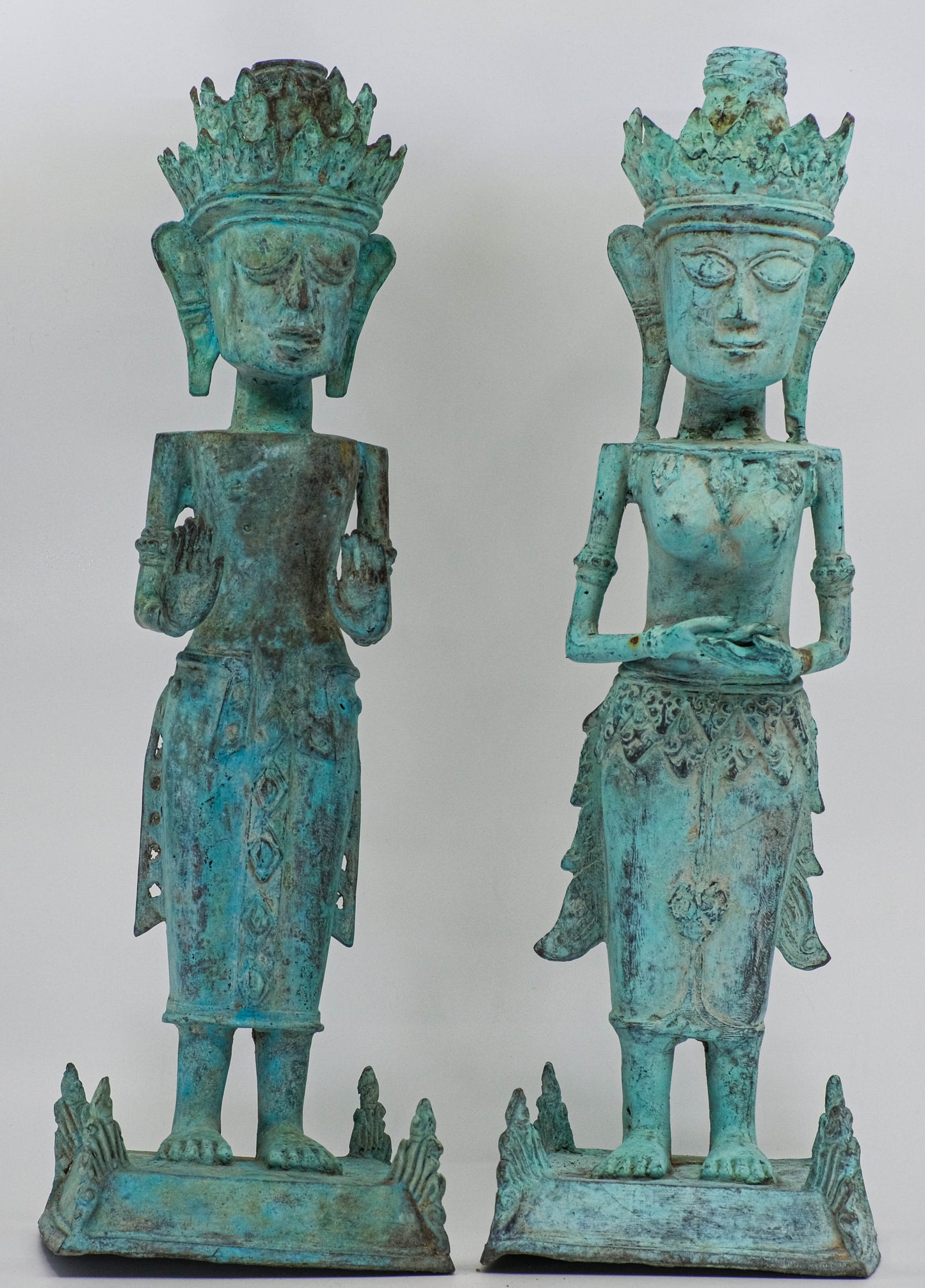 Large Indonesian bronze wedding sculpture pair.