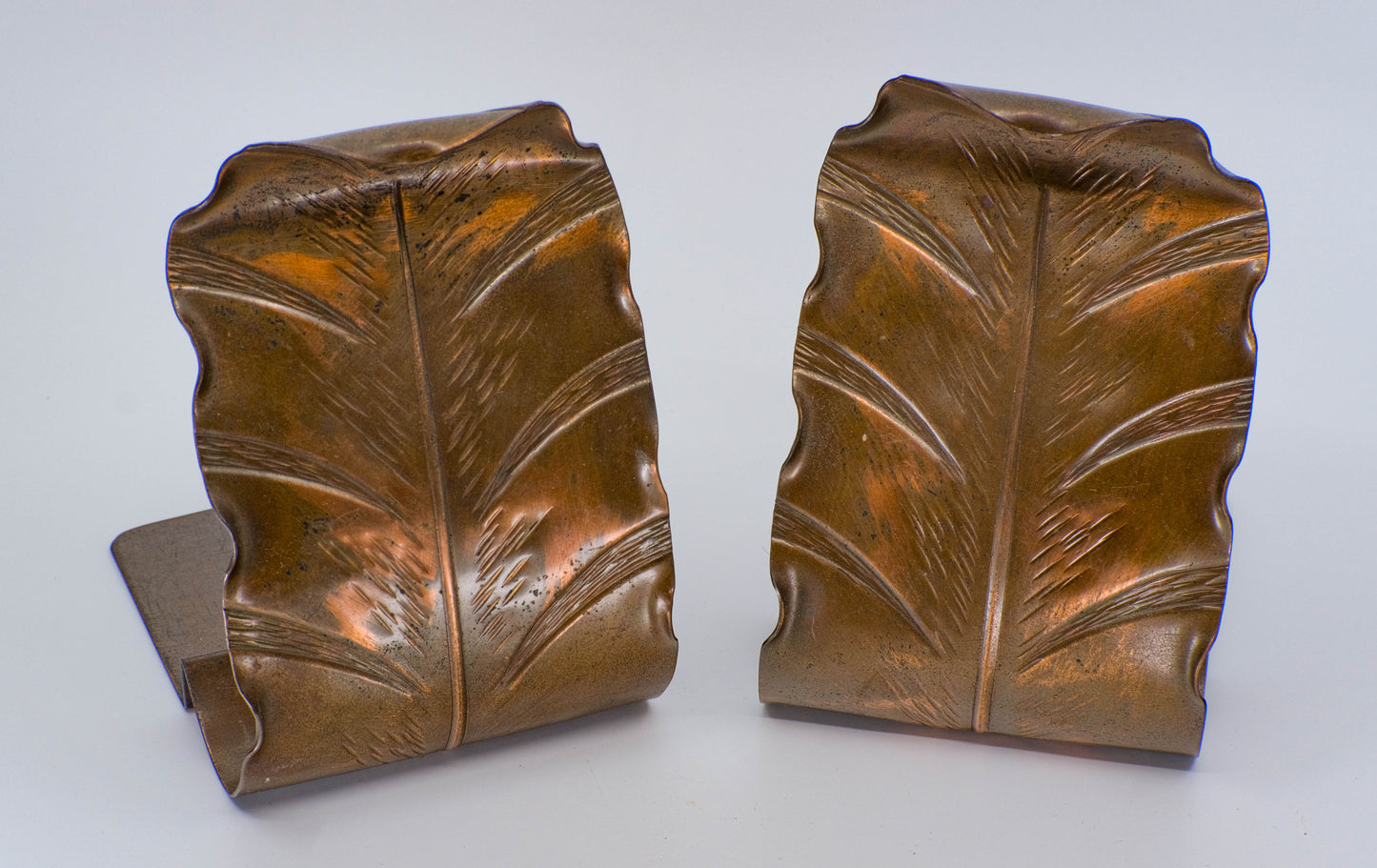 Copper MCM leaf bookends Vermont Copper Crafters 1940-1950