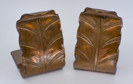 Copper MCM leaf bookends Vermont Copper Crafters 1940-1950