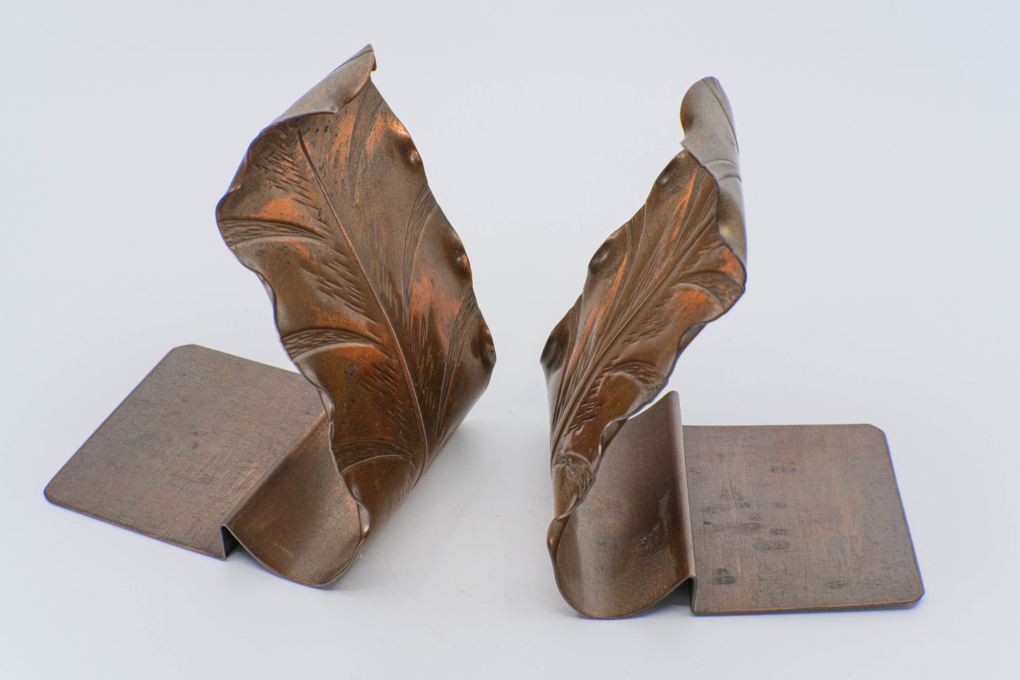Copper MCM leaf bookends Vermont Copper Crafters 1940-1950