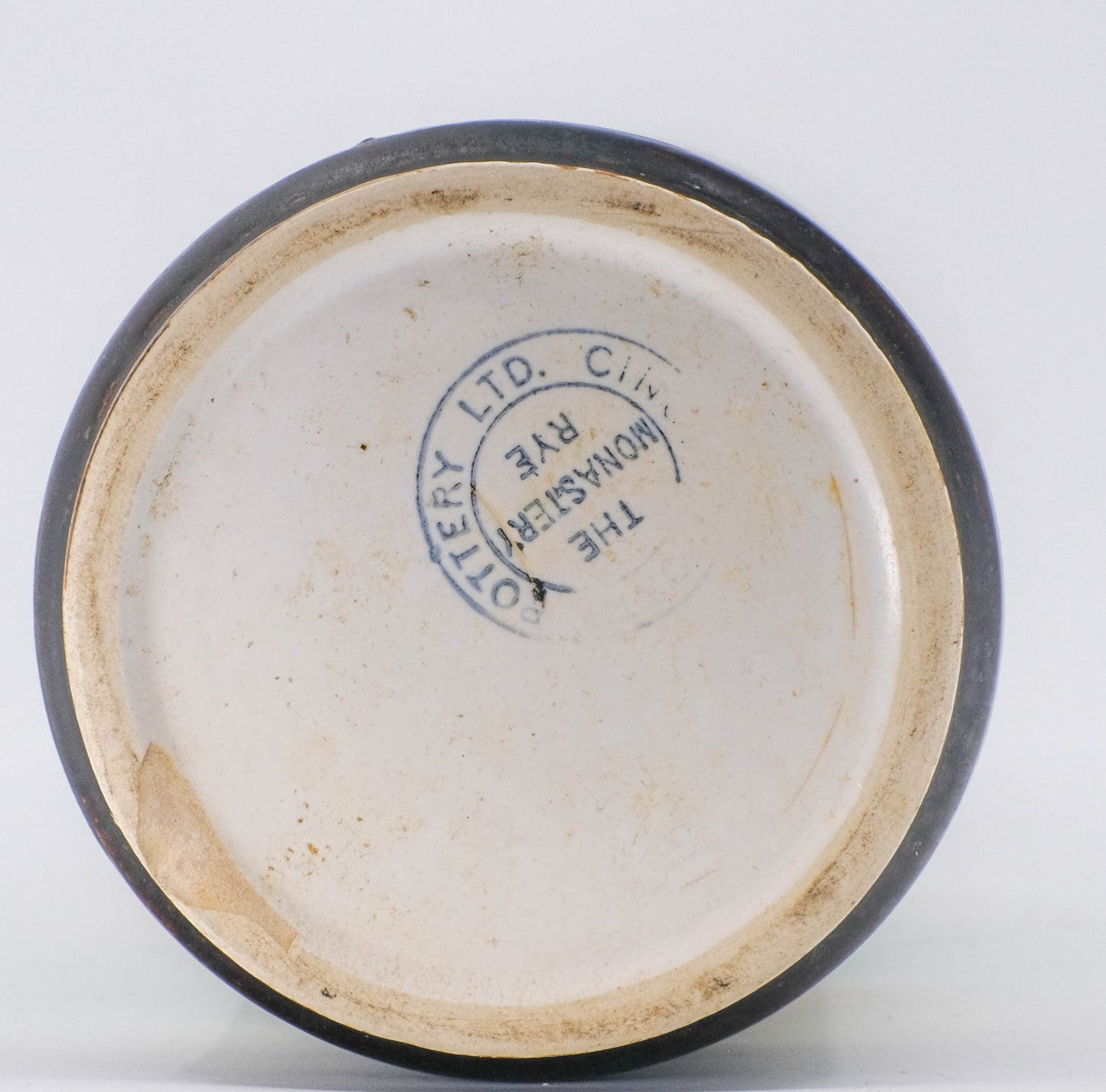 Cinque Ports Rye monastery pottery cylinder vase.